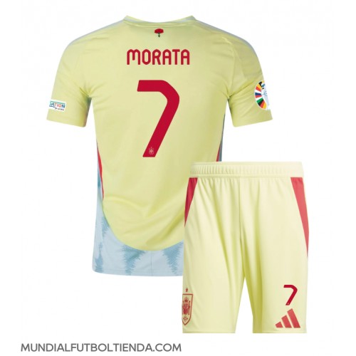 Camiseta España Alvaro Morata #7 Segunda Equipación Replica Eurocopa 2024 para niños mangas cortas (+ Pantalones cortos)